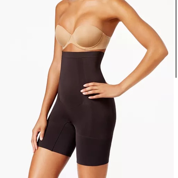 Spanx High-Waisted Mid-Thigh Shorts Black Size Medium - Picture 1 of 4